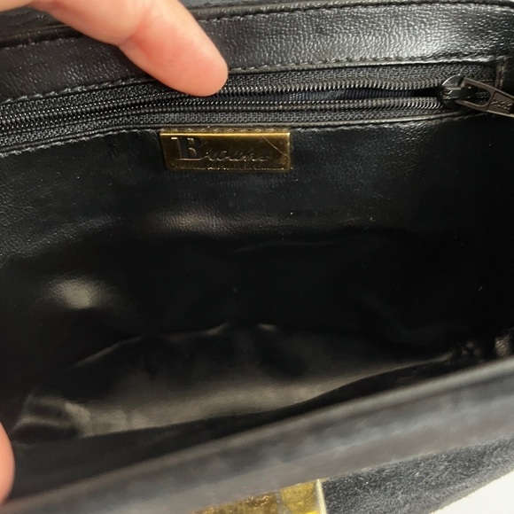 Browns Shoes Made in Canada Small Black Velvet Purse Gold Chain and Hardware - Picture 8 of 14